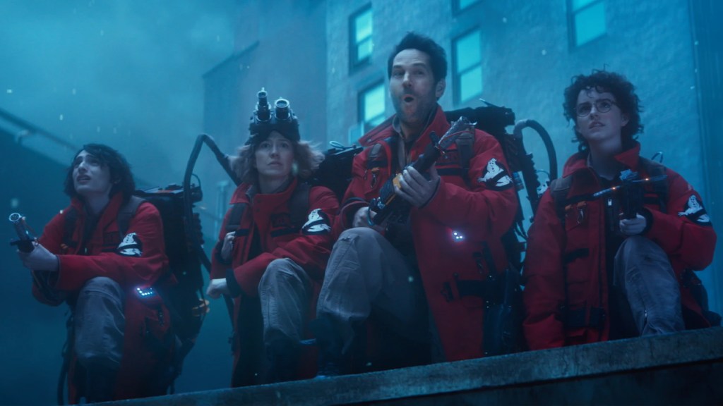 Trevor, Callie, Gary and Phoebe in Ghostbusters: Frozen Empire